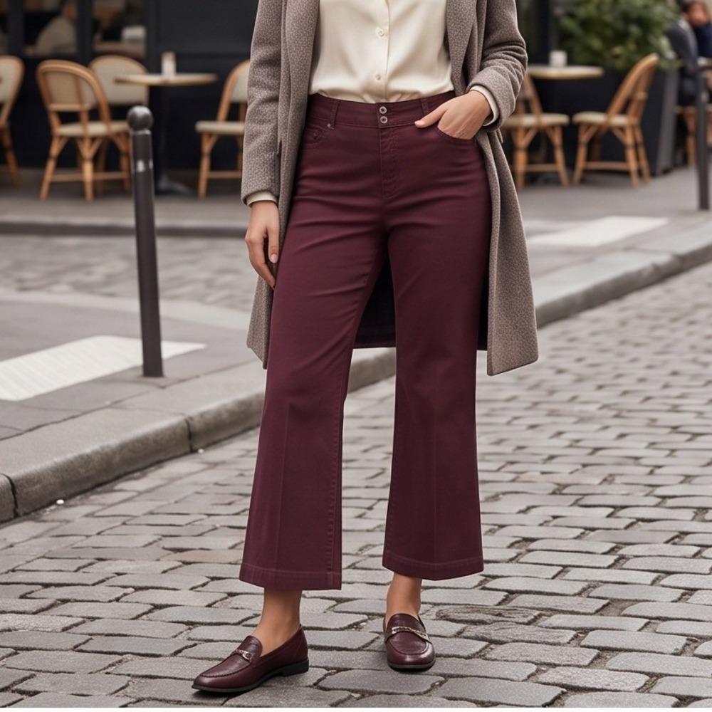 Torrid Denim Womens 26XT Burgundy Wide Leg Trouser‎ Pants *Hemmed*